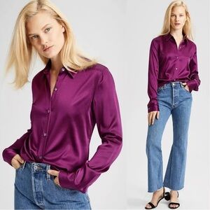 Theory Deep Purple Button Down Shirt